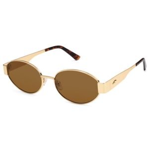 Retro Oval Sunglasses Dorados con Cafe