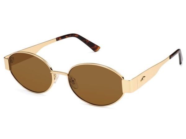 Retro Oval Sunglasses Dorados con Cafe