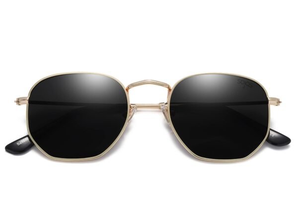 Square Polygon Negros con marco dorado