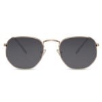 Square Polygon Negros marco dorado